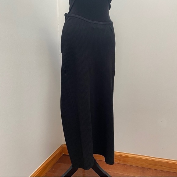 Michael Costello x Revolve- Black Variegated Rib Bodycon Dress V Neck Side Slit - Picture 11 of 12